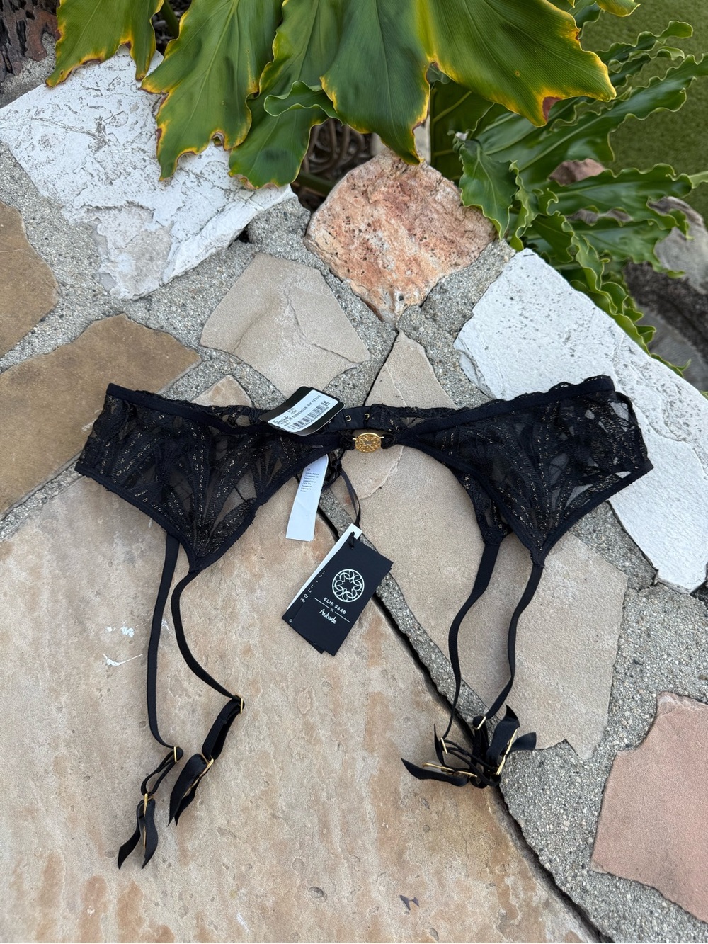 Elie Saab Aubade Black Lace suspender belt sz L - Picture 4 of 7